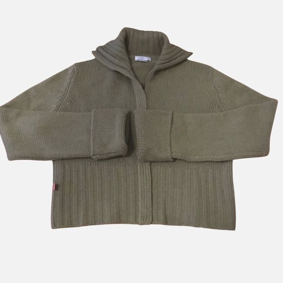 Johnstons of Elgin T Gillier Scottish Khaki Cashmere Zip Sweater Funnel Neck XL - Picture 4 of 10